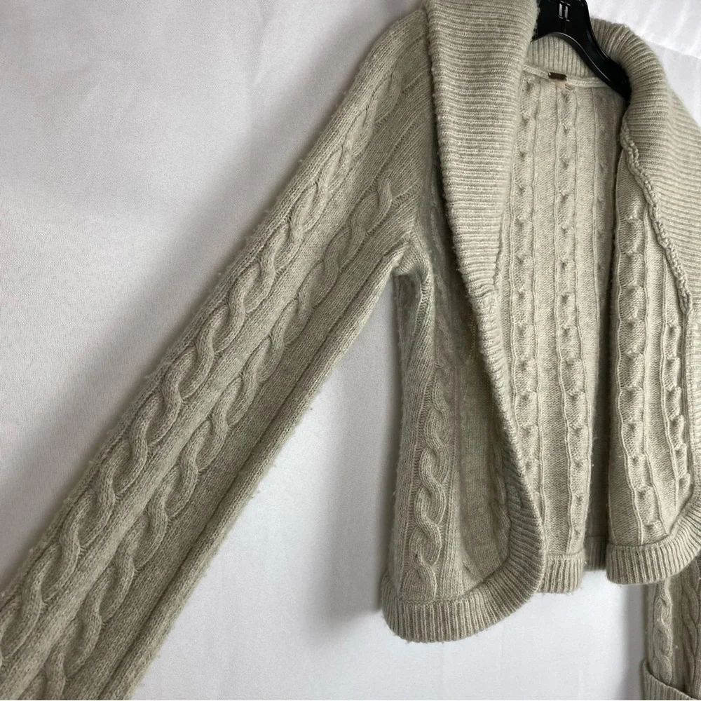 Free People Large Tan Cable Knit Cardigan - Picture 3 of 7